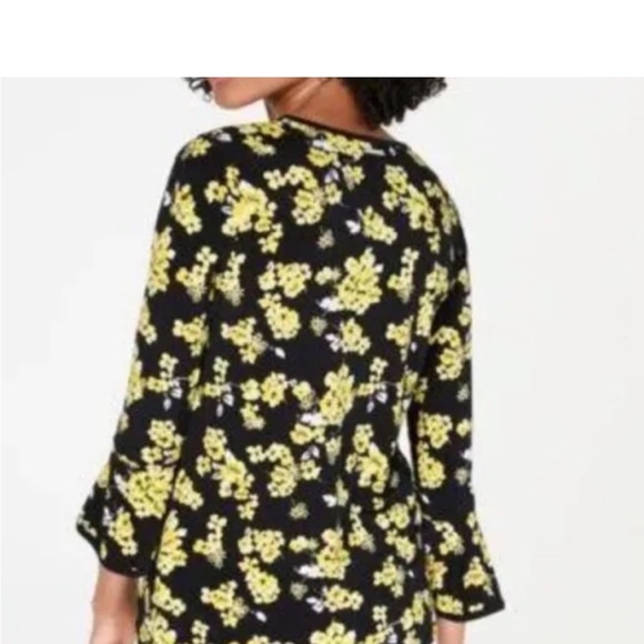 Michael Michael Kors Black/Yellow Bell Sleeve Top Size Large NWT - Picture 4 of 13